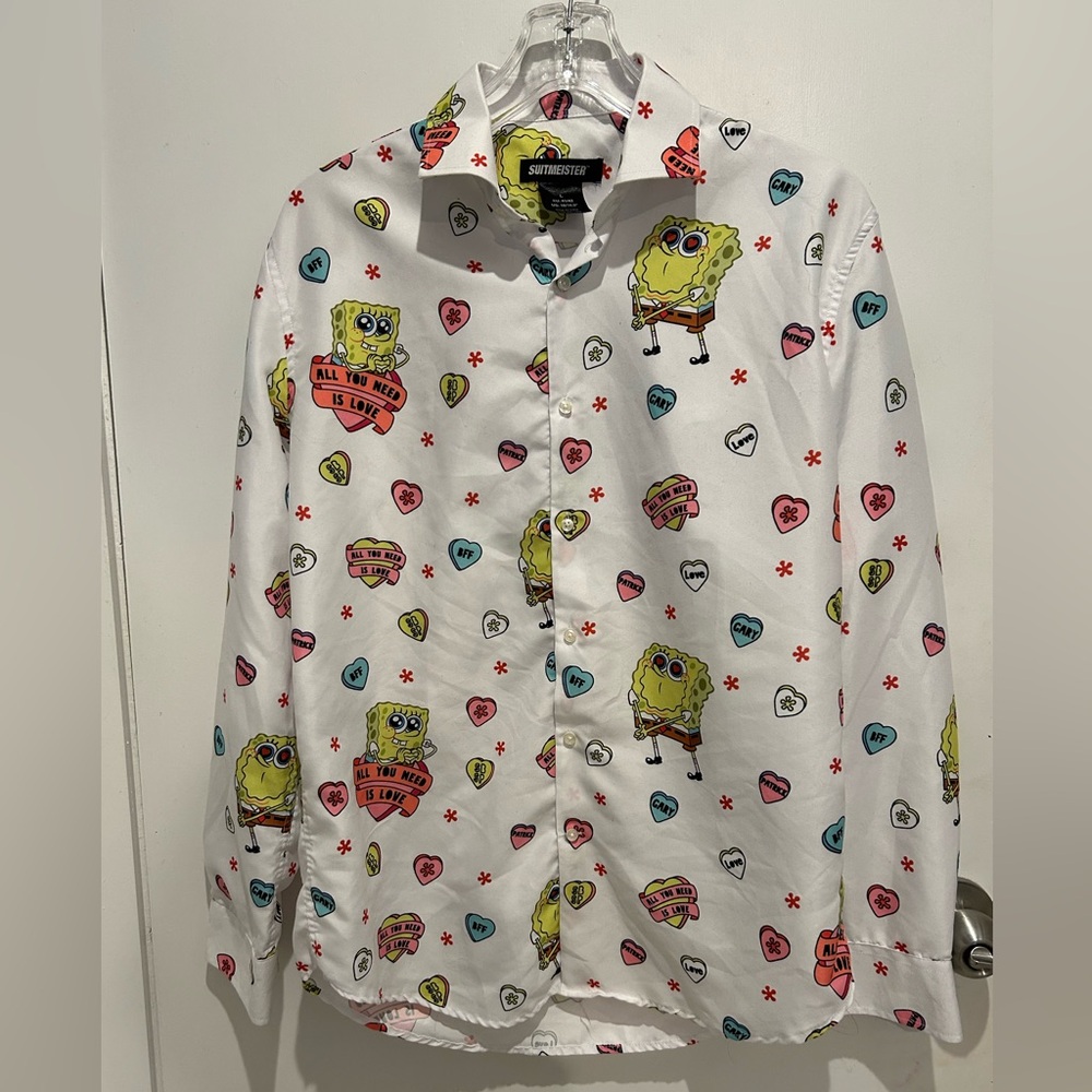 SpongeBob SquarePants “conversation hearts” Button-Up Shirt for Valentine’s Day